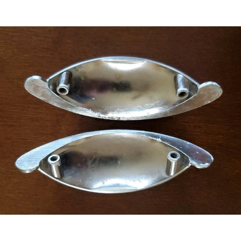 2 Cup Pull Drawer Cabinet Hardware Bin Handles Kitchen Dresser Silver Tone‎